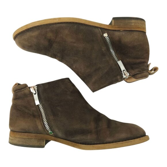 Franco Sarto Keegan Ankle Boot Nubuck Leather Booties Womens Size 6 M Double Zip - Picture 4 of 12